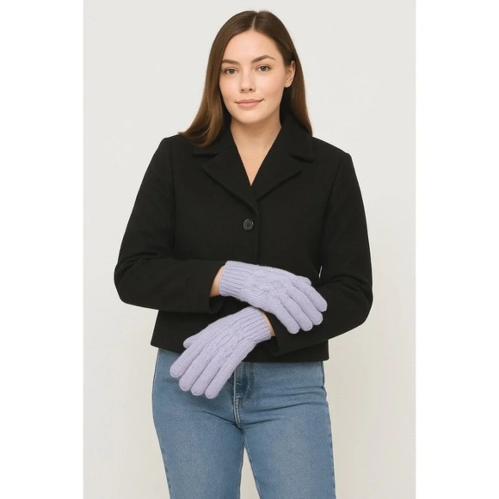 Isotoner‎ Cozy Cable Knit Gloves Knitwear Purple Cold Weather Chic 71-13